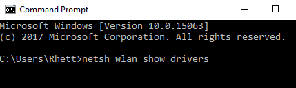 netsh wlan show drivers