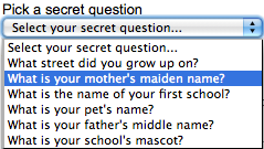 secret question security